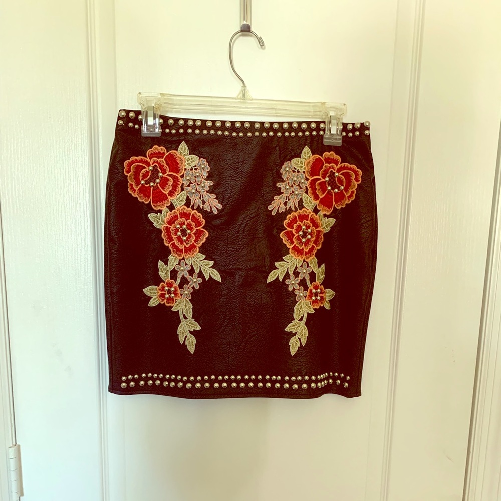 Leather mini skirt